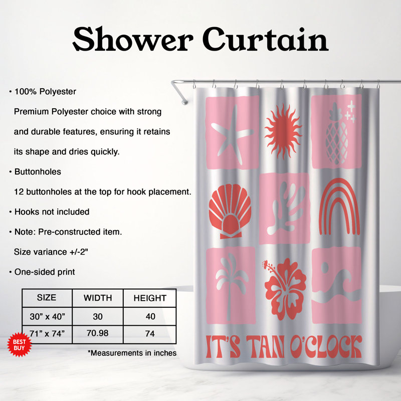 Mican Shower Curtain, H 74 po x l 71 po