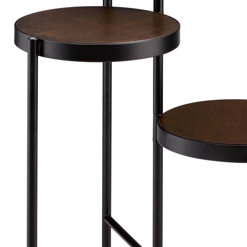 Black And Walnut 3-Tier Foldable Plant Stand