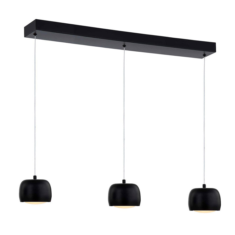 Lockport 3 - Light Matte Black LED Kitchen Island Pendant