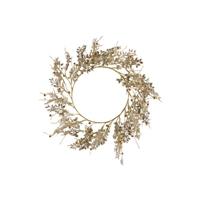 Faux Pearl and Glittered Bead Wreath in Gold & Silver