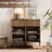 Union Rustic 31.5" Wooden 2-Doors Sideboard With Charging Station, Modern Reeded Credenza Storage Cabinet For Kitchen, Dining Room-402139624
