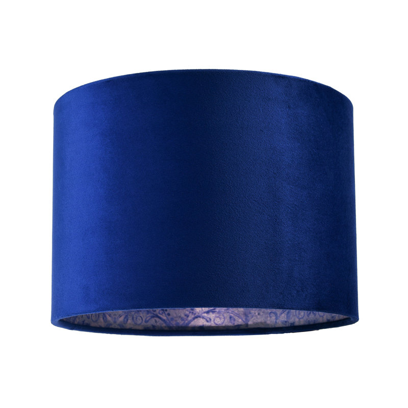 18cm H Velvet Drum Lamp Shade ( Screw On ) in Blue