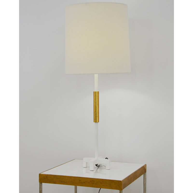 Aylan Table Lamp, White/Gold Leaf, White