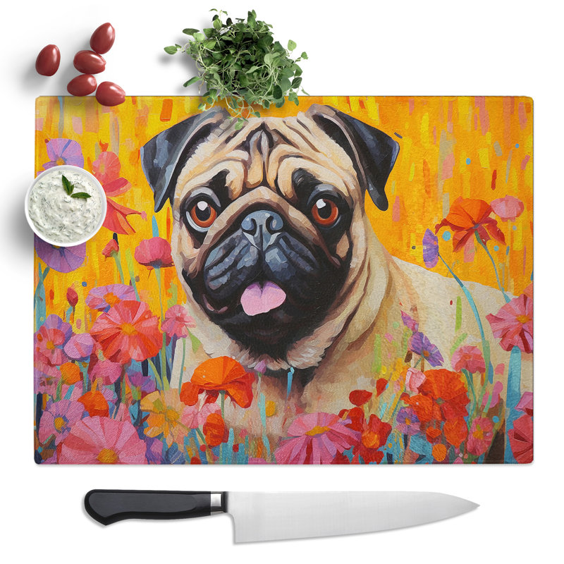 Pug Contemporary No.2  Glass Chopping Board