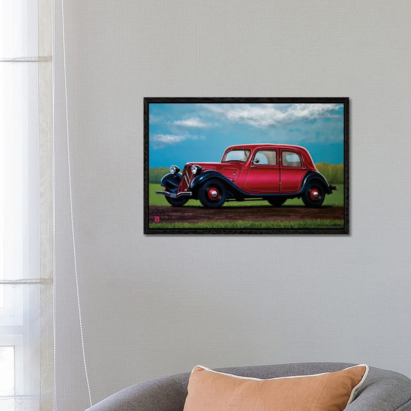 Citroen Traction Avant 1934 by Paul Meijering - Print on Canvas, 66.04 cm H x 45.72 cm W, Black Floater Frame
