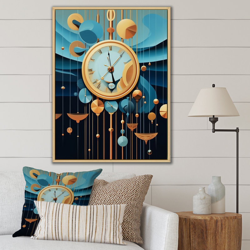 Impression sur toile, "Impermanence future géométrie I", Cadre naturel flottant, H 40 po x l 30 po x P 1,5 po