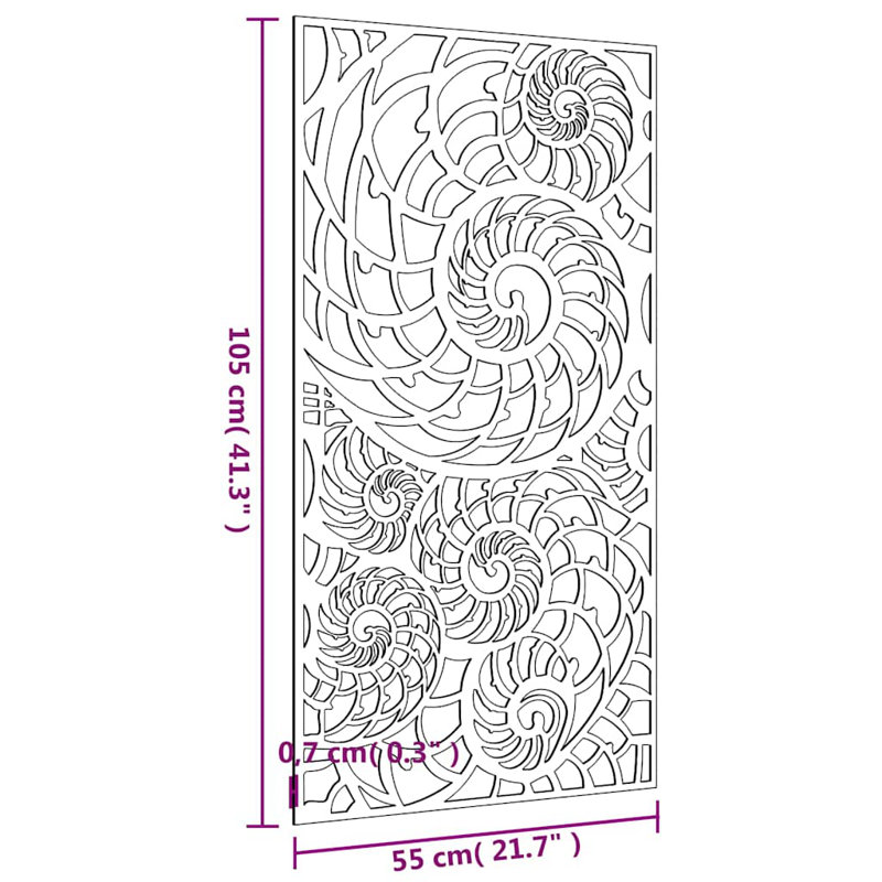 Décoration murale de jardin vidaXL en acier Corten rouillé 41,3 po x 21,7 po