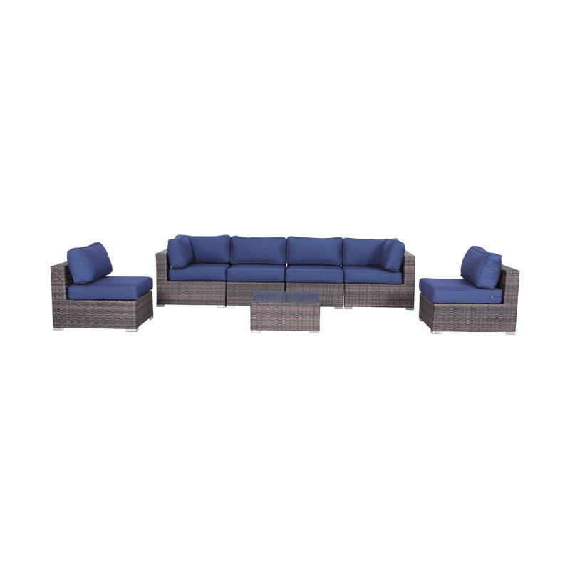 Ensemble de conversation modulaire 7 pièces avec coussins Sunbrella entièrement assemblés