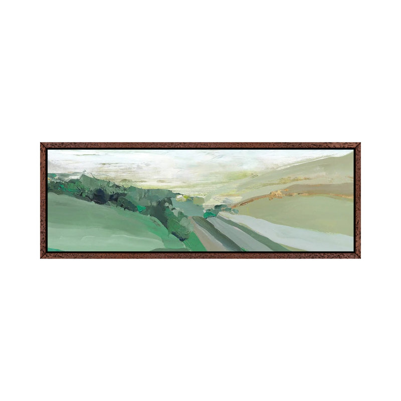 West Green Hills by Isabelle Z - Panoramic Print on Canvas, Brown Floater Framed, 30.48 cm H x 91.44 cm W x 4.445 cm D