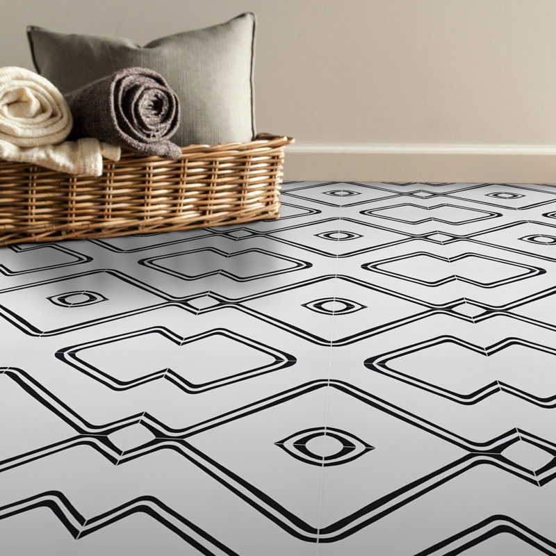 Chawen 8" x 8" Wall & Floor Singular Tile, Black/Gray