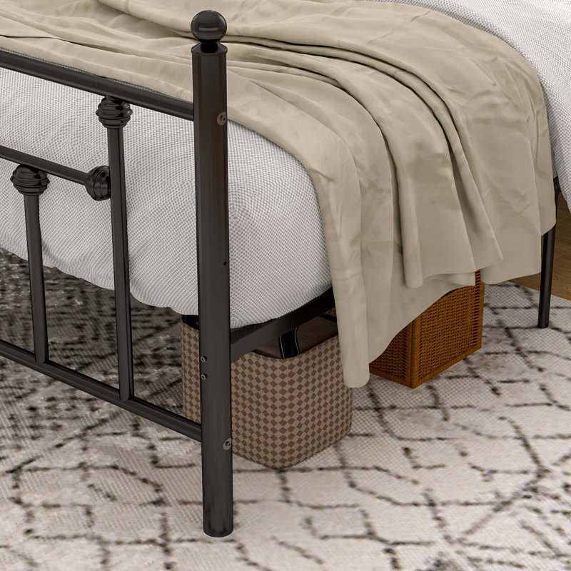YT Metal Bed Frame w/Headboard and Footboard Platform Bed Frame Single Double Size, Double (4'6), Black