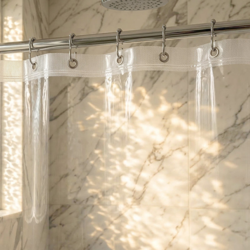  Doublure de rideau de douche en PEVA Premium 70 x 84 pouces de couleur transparente | Imperméable avec œillets antirouille | Robuste avec aimants