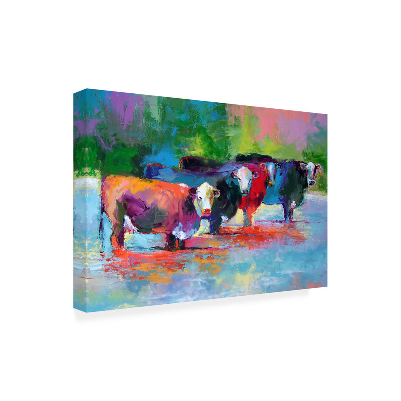 Art mural sur toile tendue - "Wateringhole" Richard Wallich pour décoration de salon, de chambre à coucher ou de bureau - 12 x 19