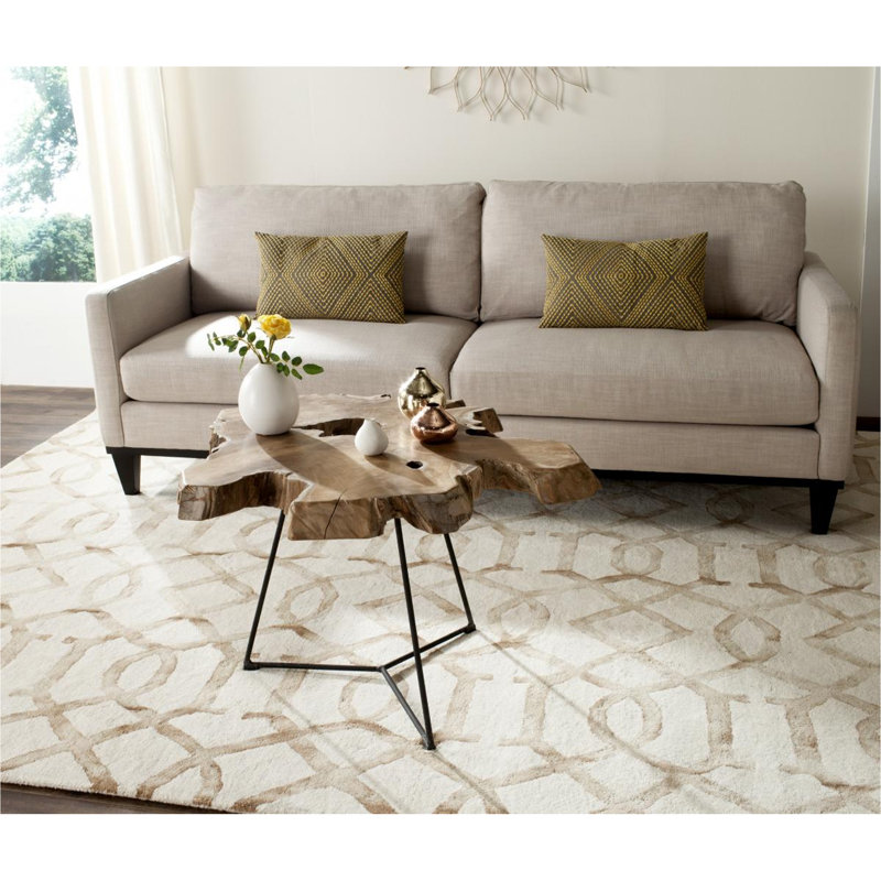 Babylon Transitional Round Solid Wood Coffee Table in Natural Brown