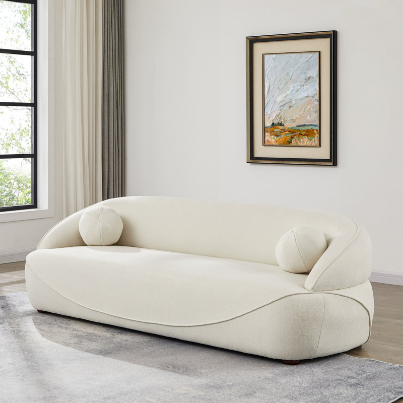 Canapé en tissu Boucle de style japonais 83,8 po Armi, Ivoire Boucle