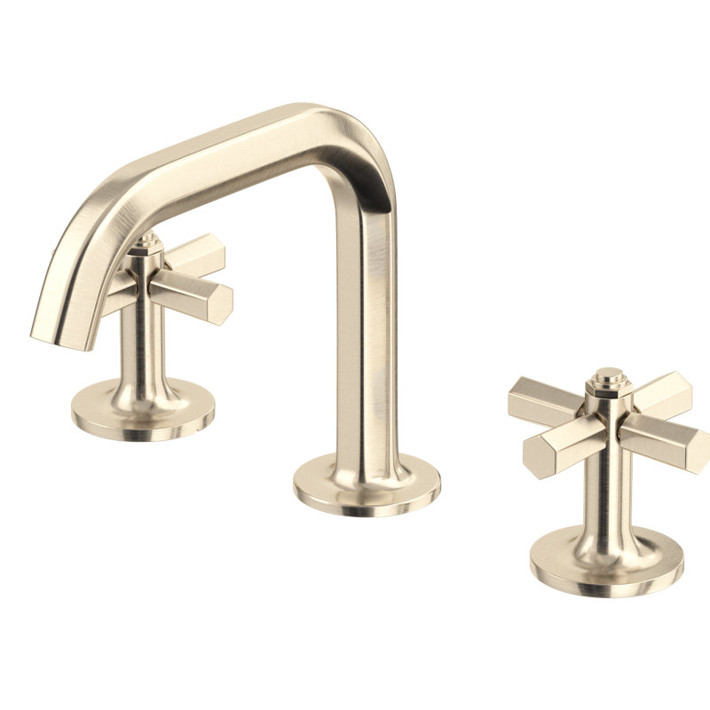 Modelle Widespread Lavatory Faucet With U-Spout, Satin Nickel