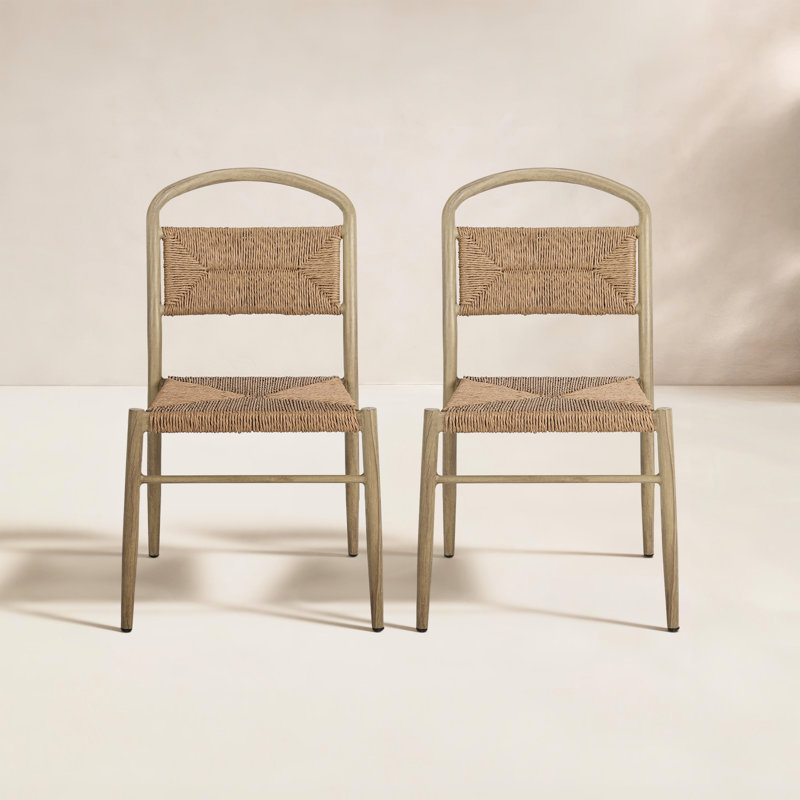 Chaises de patio en osier et aluminium Spearman, Beige