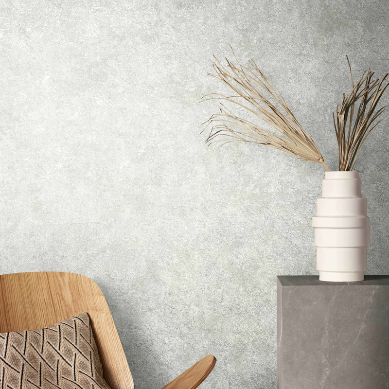 Air Collection Clay Textured Wallpaper Roll, Silver