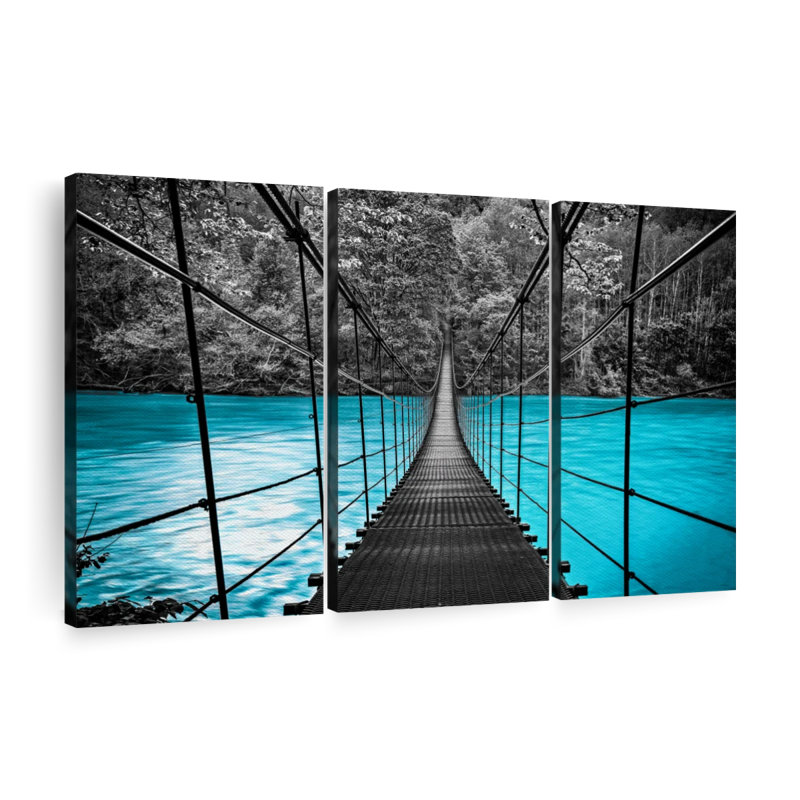 Pont suspendu sur toile, ensemble de 3 pièces, H 28 po x l 45 po x P 1,25 po