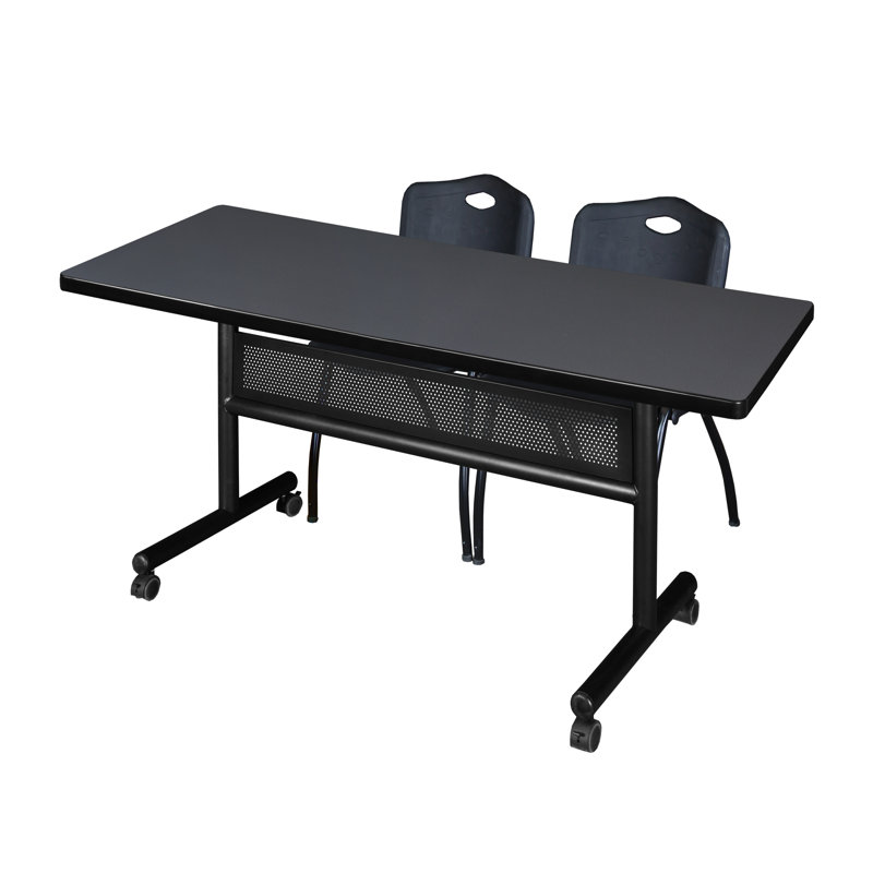 Table de formation Kobe, Noir, H 29 po x L 60 po x l 30 po, gris
