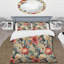 Ensemble de housse de couette beige et rose à motif floral pivoines II-594877464