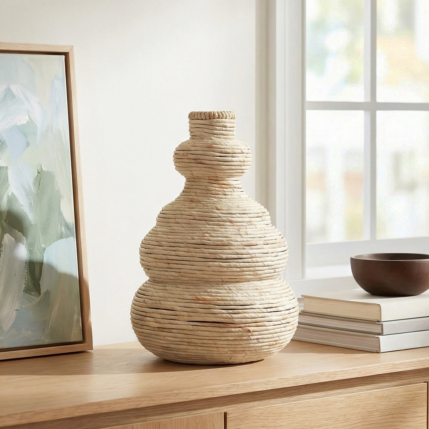 Verano Handmade Table Vase, Beige