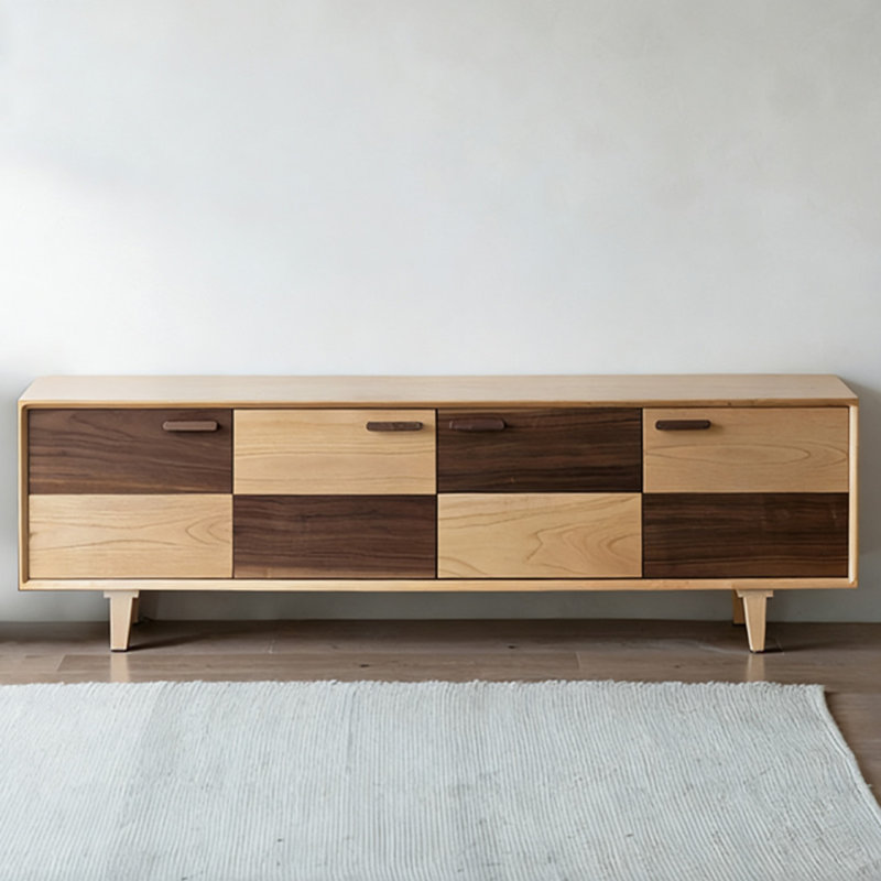 Meuble télé moderne en bois massif, H 22,83 po x L 70,87 po x l 15,75 po
