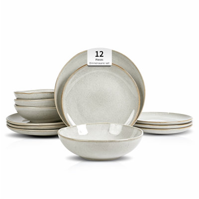 Service de table 12 pièces en grès HomeVSS Highland Organic Shape, pour 4 personnes