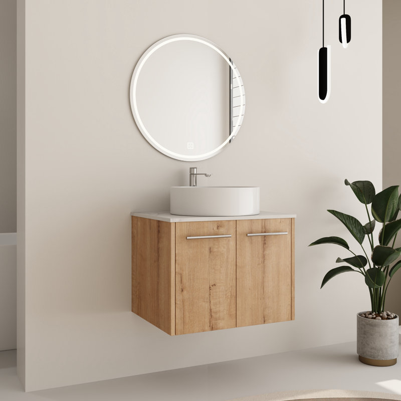 Ensemble de meuble-lavabo simple 24 po avec comptoir en céramique Beber, 24", Circulaire