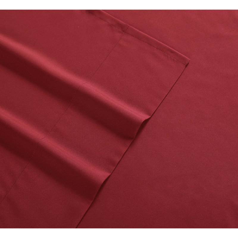 King Red Solid Microfiber Polyester Sheet Set