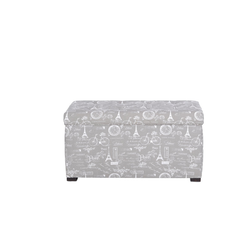 Birney Upholstered Storage Bench, Ecru/White/Taupe