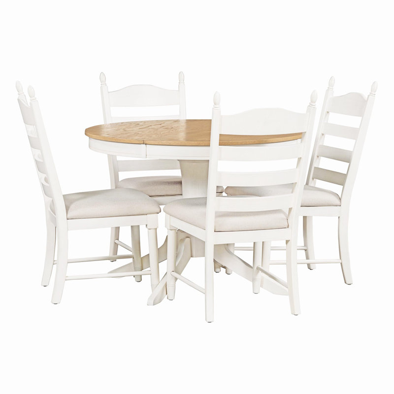 Ensemble de salle à manger extensible 5 pièces avec table de salle à manger extensible ronde Roane et 4 chaises rembourrées Roane