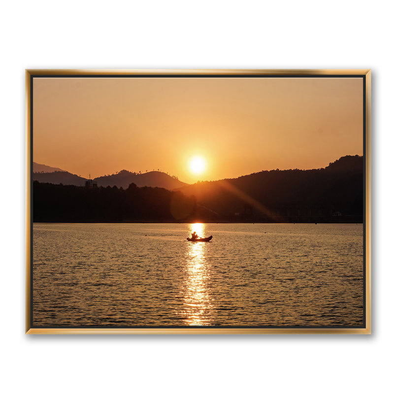 Coucher de soleil sur l'horizon du lac Mountain - reproduction de photo sur toile, H 24 po x l 32 po x P 1 po