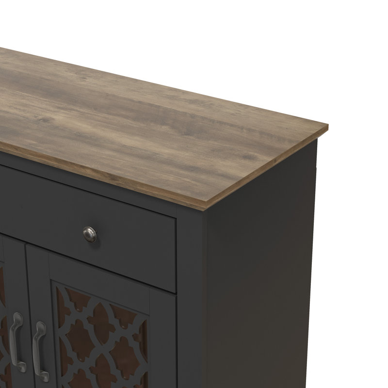 Chessani 2 Drawer Sideboard, Black/Knotty Oak, Moorish