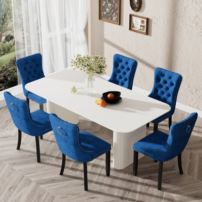 Ensemble de table de salle à manger en panneau de fibres à densité moyenne pour 4 à 6 personnes