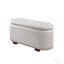 Banc beige bouclé et noyer avec rangement