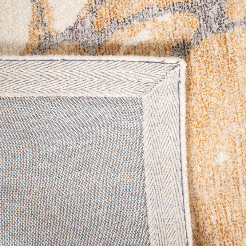 Jonquel Hand Tufted Wool/Viscose Pile Abstract Rug in Ivory/Blue, Rectangle 3' x 5'