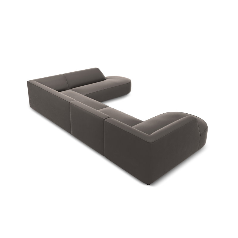 Adoraim 6 Seater Velvet Large Corner Sofa , Right Hand Facing, Dark Grey