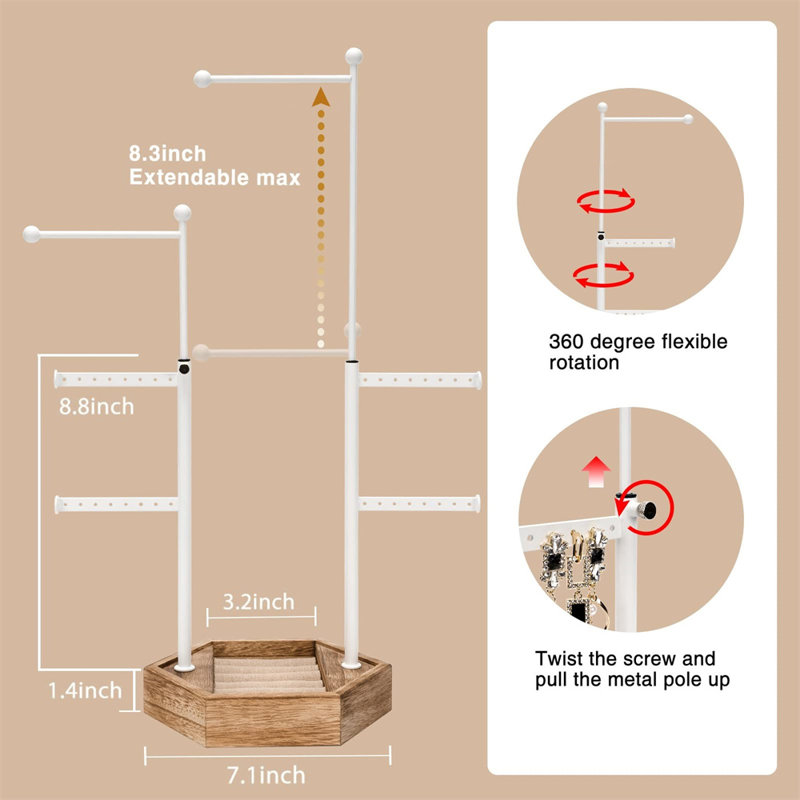 Jewelry Stand +, Brown/White