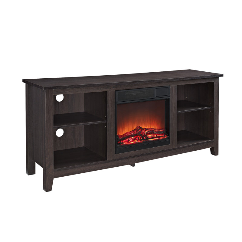 Kneeland 58" Open Storage Media Console with Electric Fireplace, Espresso