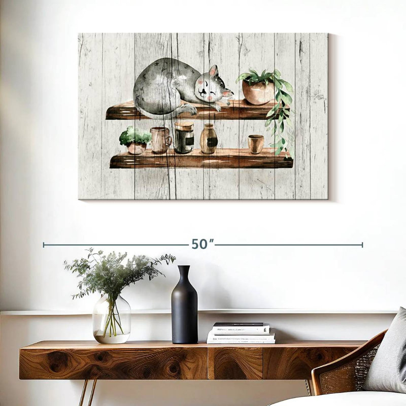Chat endormi Brampt sur bois, H 26 po x l 39 po