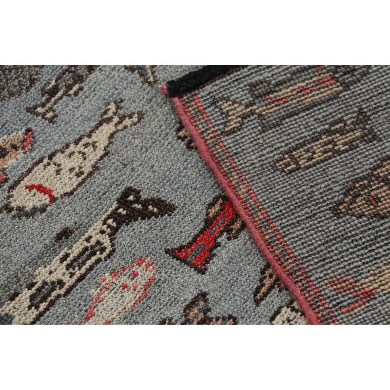 Rug & Kilim’S Custom Runner Rug In Blue With Colorful Fish Pictorials, Rectangle 9' x 12'
