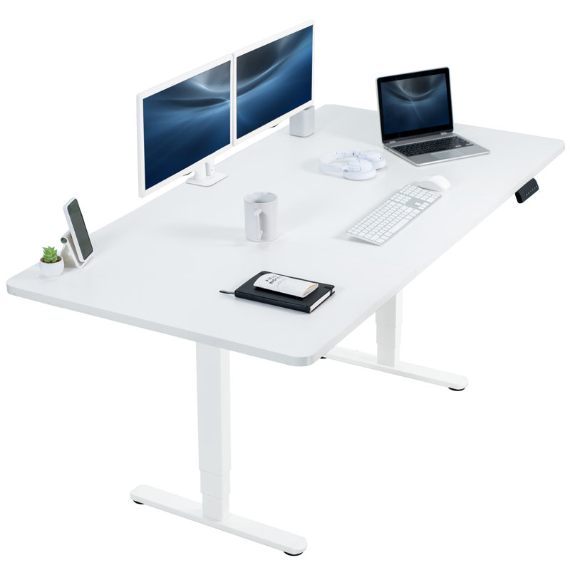 Bureau électrique électrique 63 po x 32 po (série DESK-KIT-1B1B), Blanc