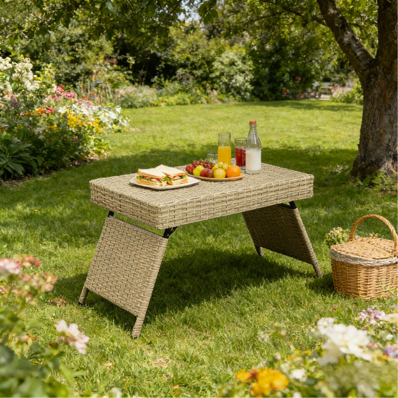 Table portative pliante en osier, gris, Gris