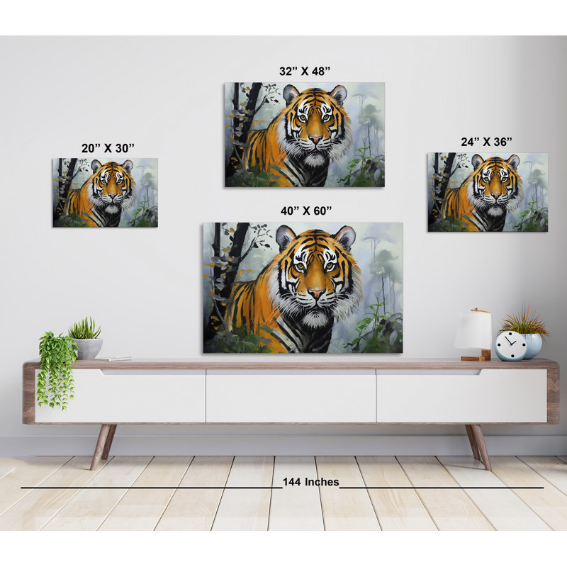 Tigre dans la nature, H 32 po x l 48 po