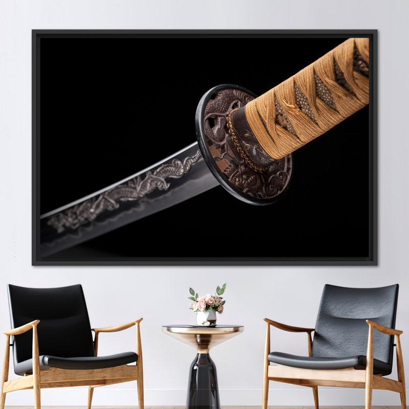 Abstrait imprimé, toile d'art moderne, affiche de la lame Katana, imprimé de Samouraï, décoration murale de la lame, décoration murale Katana asiatique,