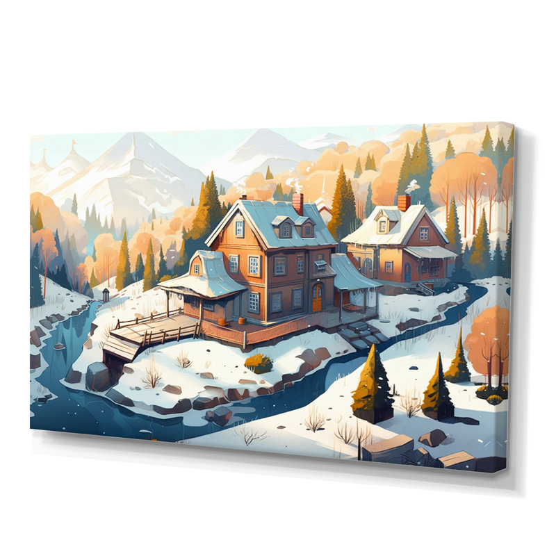Winter Village I - Imprimé, H 12 po x l 20 po x P 1 po, Toile tendue