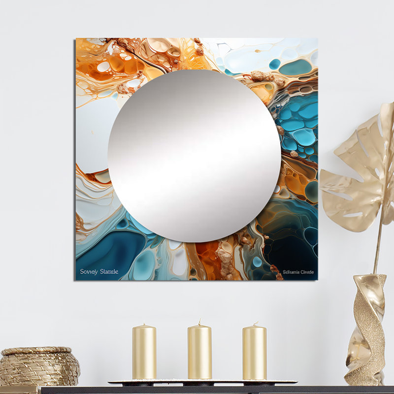Caedan - Abstract Shapes Square Mirror Wall Art For Bathroom, 23" x 23"