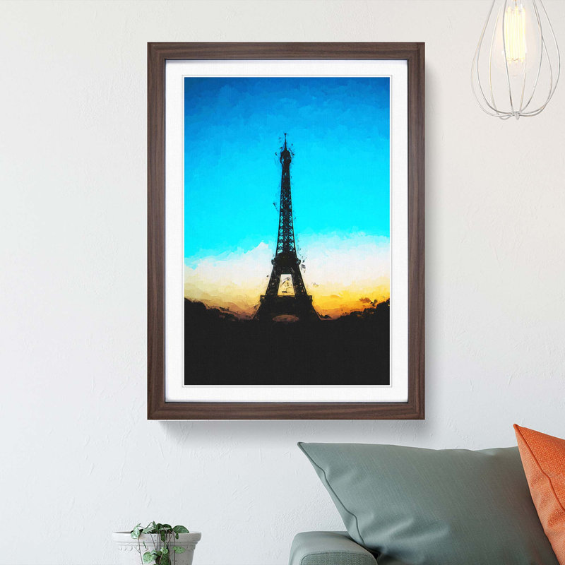 Eifel Tower in Paris France in Abstract - Picture Frame Graphic Art Print, Walnut Framed, 65cm H x 48cm W x 2cm D