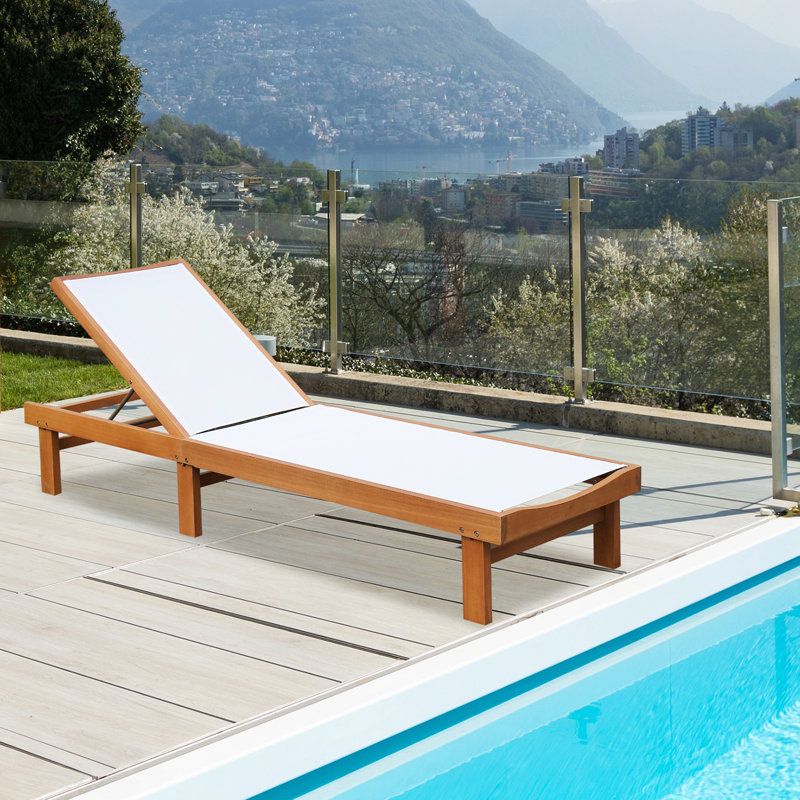 Chrishad Outdoor Eucalyptus Wood Chaise Lounge